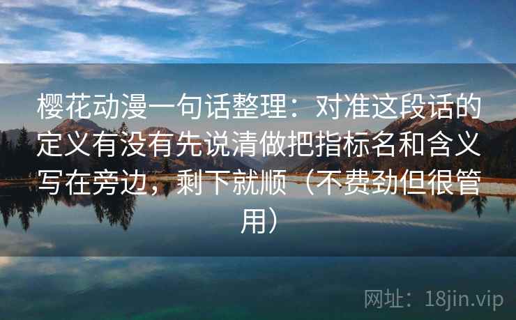 樱花动漫一句话整理：对准这段话的定义有没有先说清做把指标名和含义写在旁边，剩下就顺（不费劲但很管用）